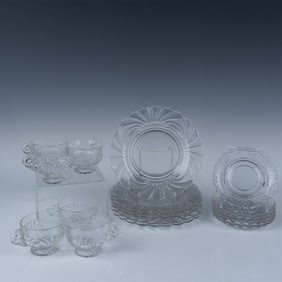 18pc Vintage Clear Cambridge Glass Dessert Service