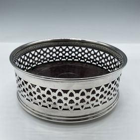 Original Silver Plated Bottle Coaster with Wooden Base