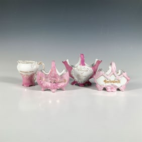 4pc Mid Century Porcelain Souvenir Baskets and Ewer