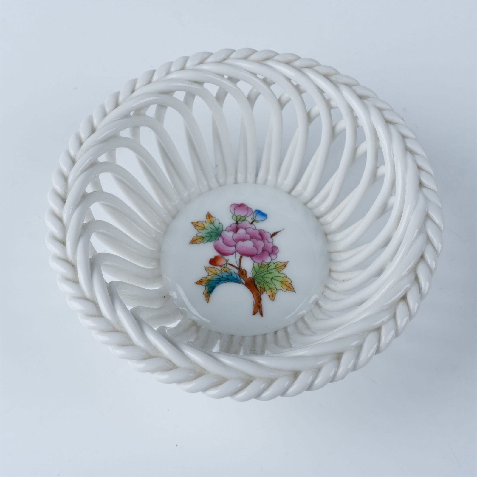 Herend China Openwork Basket with Floral Design (1 of 3)