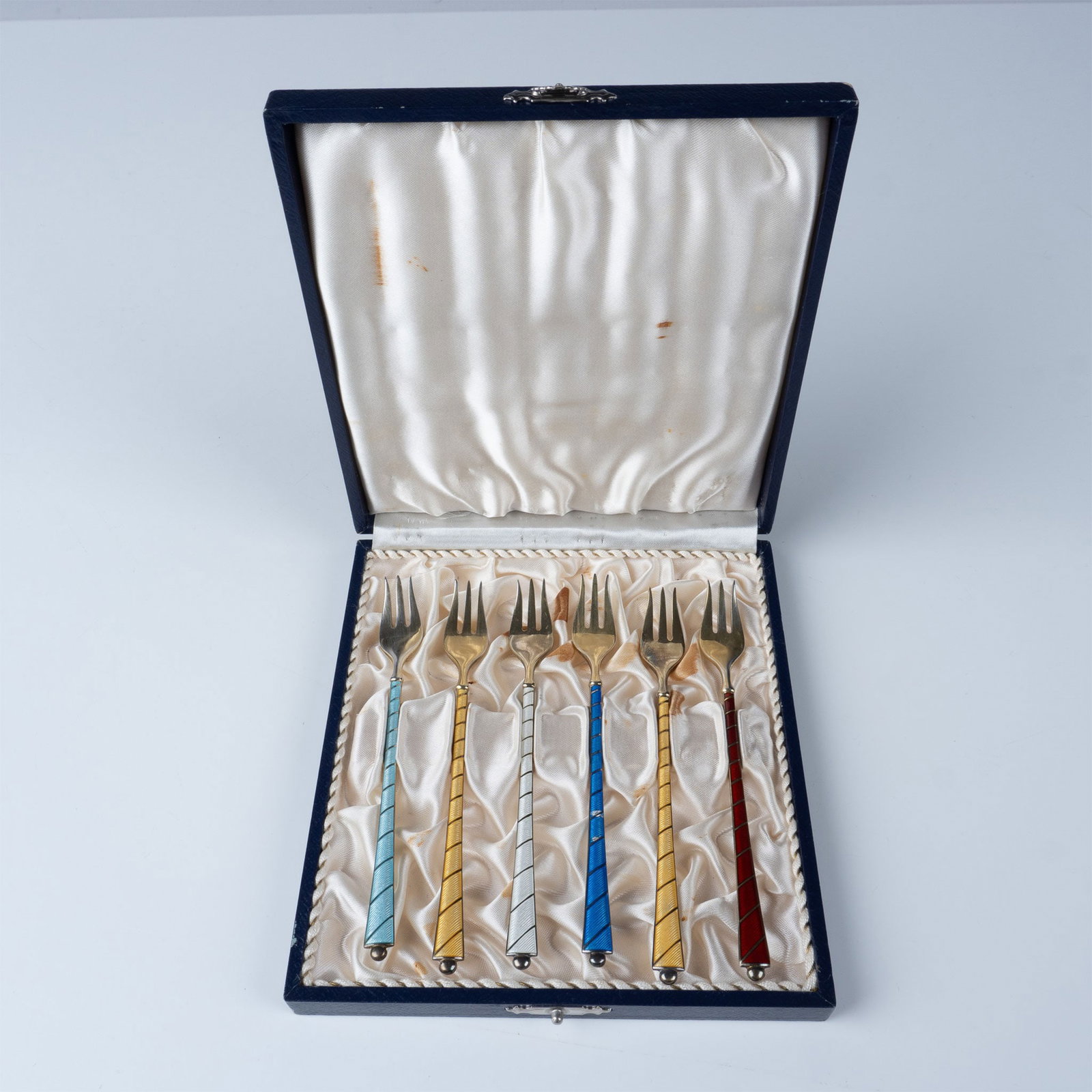 6pc Sterling Enamel Cocktail Forks in Case (1 of 5)