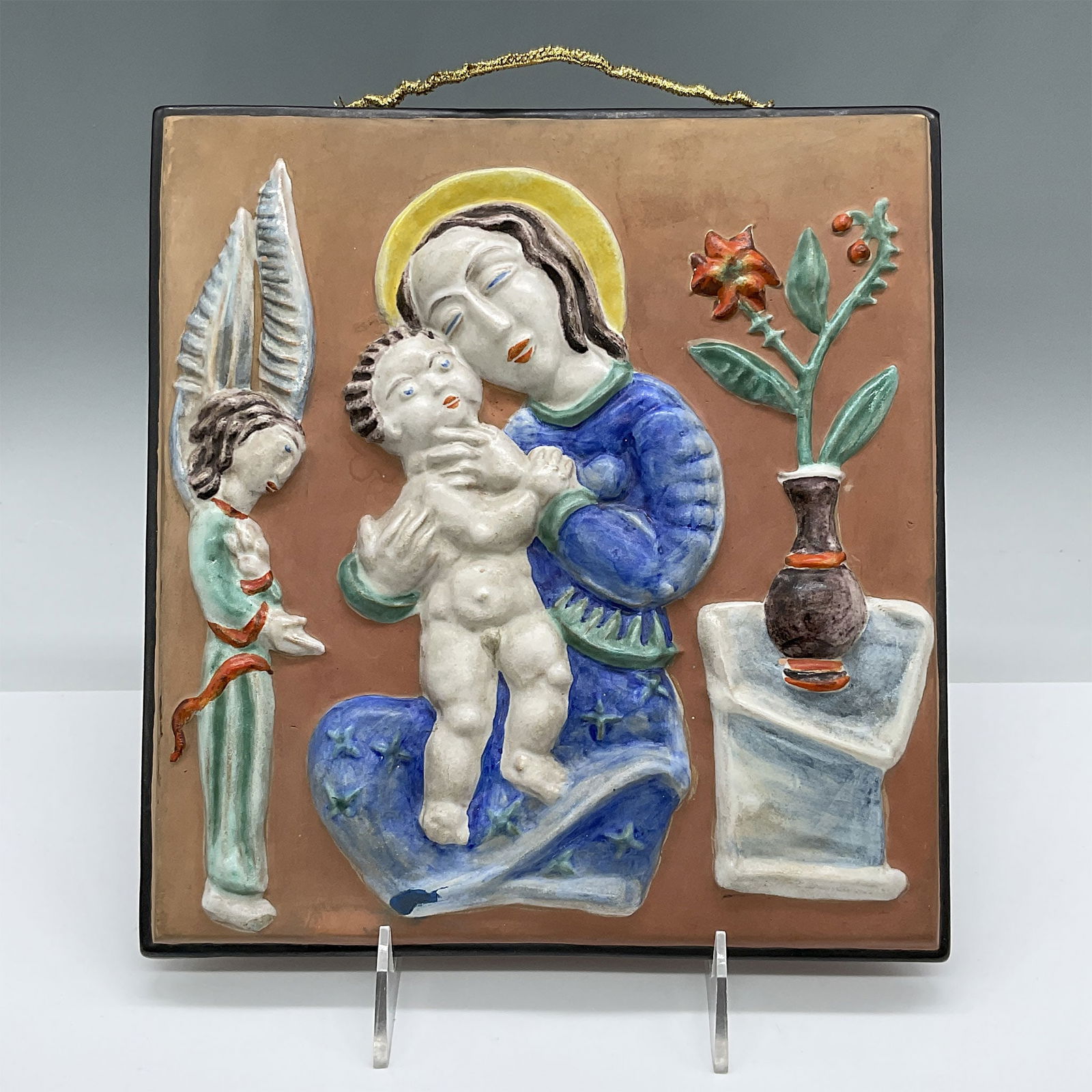 Gmundner Keramik Ceramic Madonna and Child Wall Plaque (1 of 2)