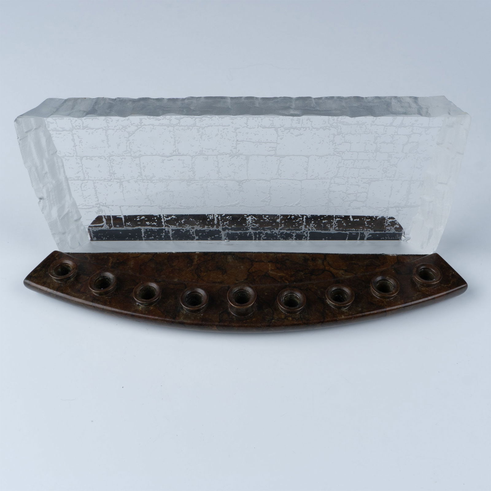 Steuben Judaica Crystal & Bronze Menorah, Wailing Wall (1 of 4)