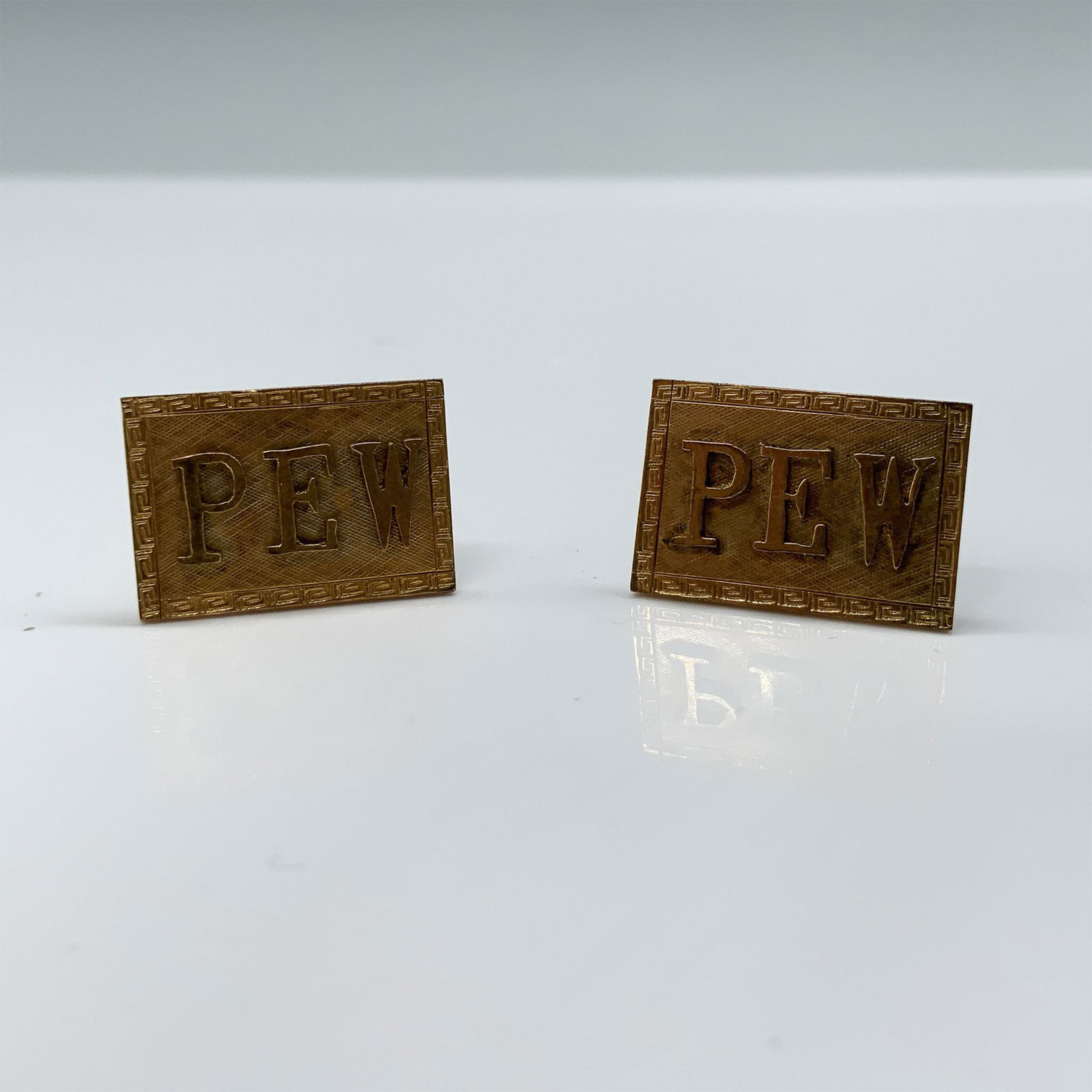 14k Gold Cufflinks, PEW Engraved (1 of 3)