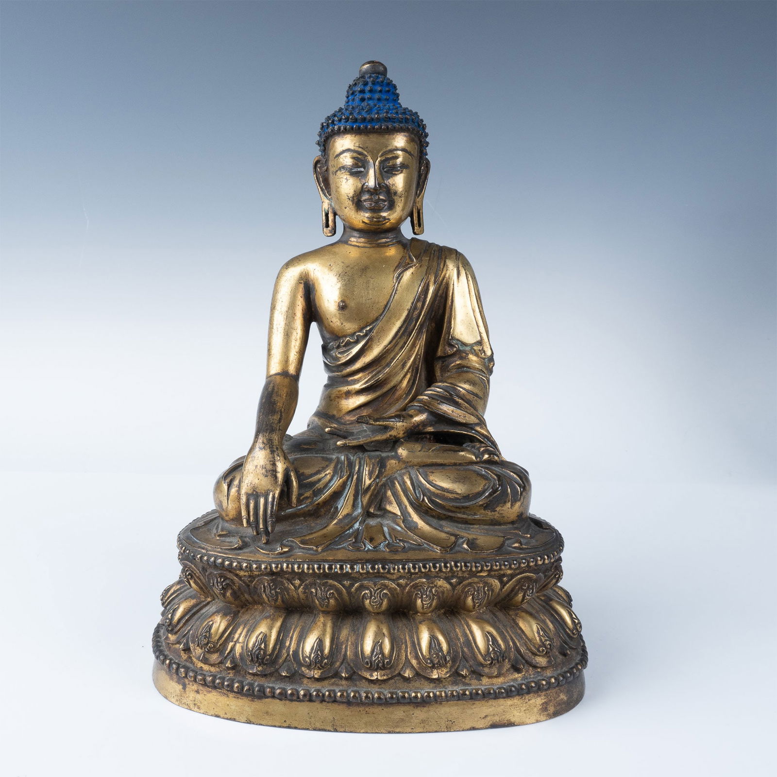 Tibetan Gilt Bronze Buddha Figure with Prayer Scroll (1 of 5)