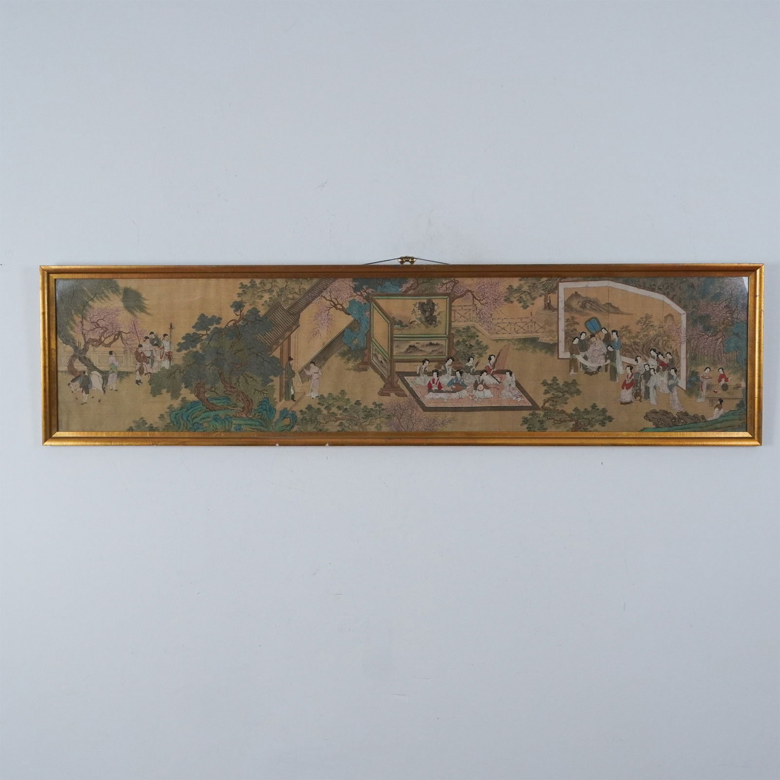 Chinese Silk Panel Hand-Embroidered Scenes of Courtly Life (1 of 5)