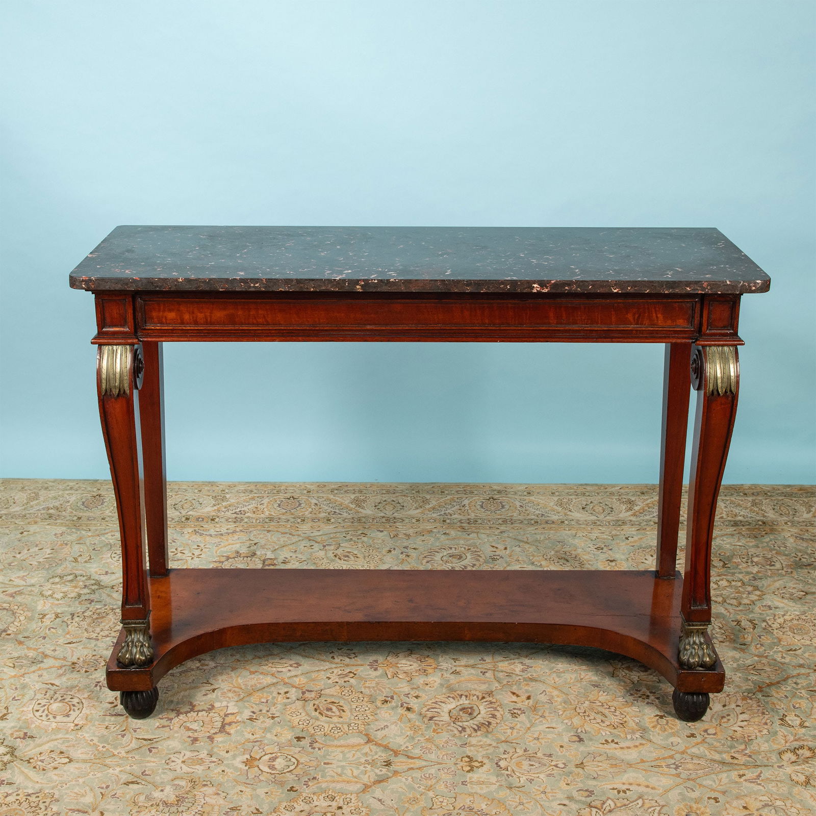 Antique French Empire Marble Top Mahogany Console Table (1 of 8)