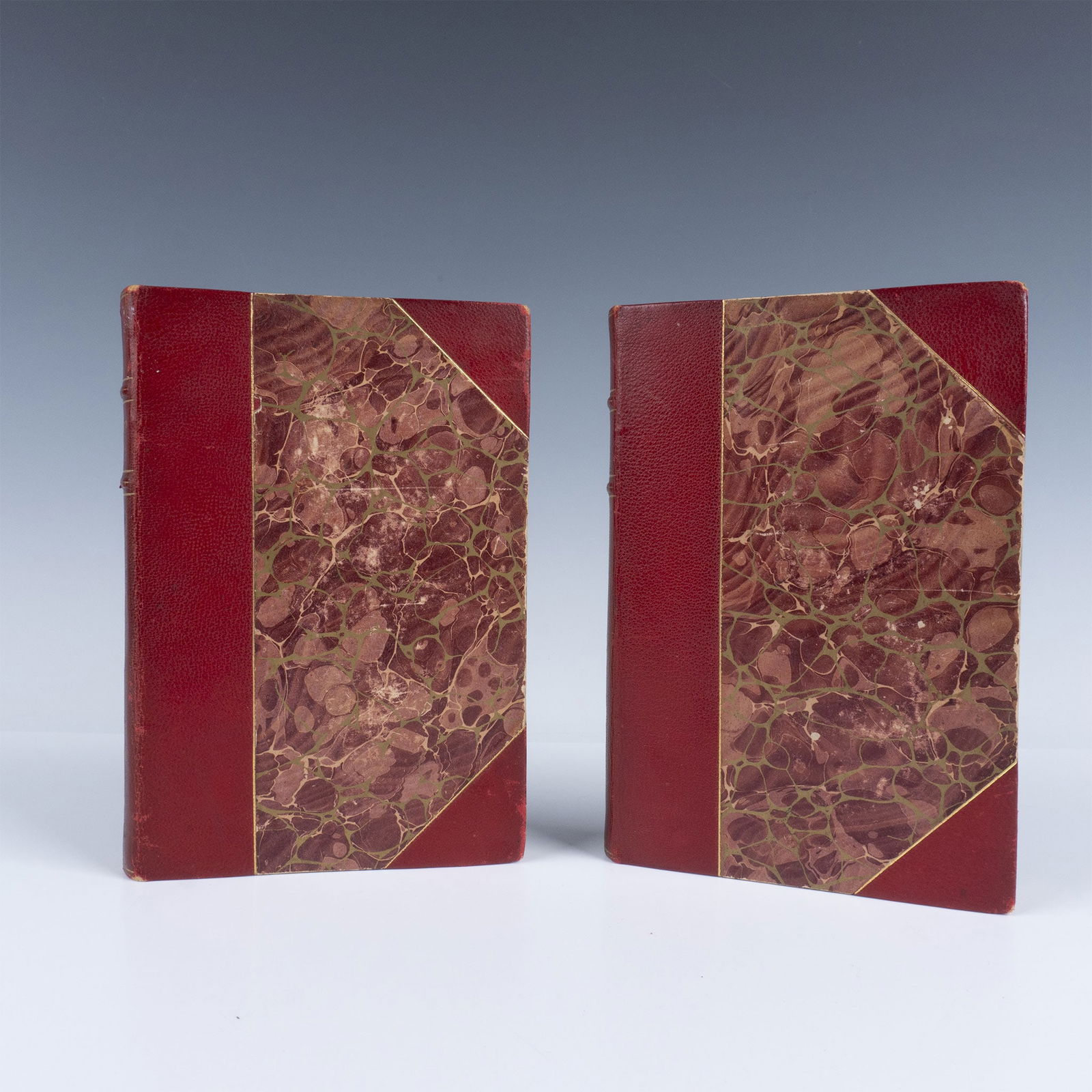 2 Antique Leather Bound Books Ralph Waldo Emerson Essays (1 of 3)