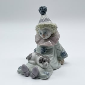 Lladro Porcelain Figurine, Pierrot with Puppy 01005277