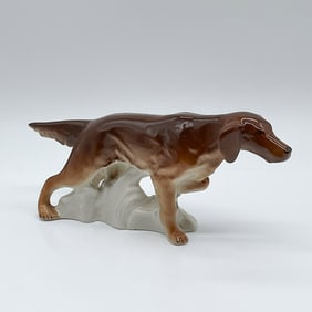 Russian Porcelain Pointer Dog Figurine by Lomonosov