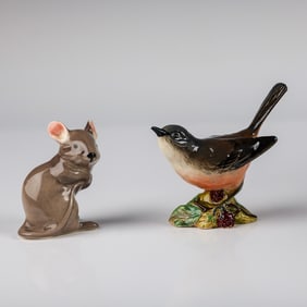 2pc Beswick Bird and Mouse Figurines
