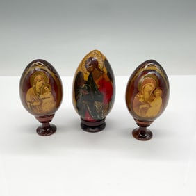 Russian Hand-Painted Iconography Easter Eggs on Stands