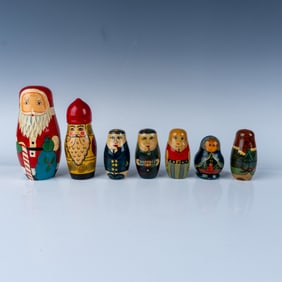7 Sets of Hand-Painted Wooden Nesting Dolls