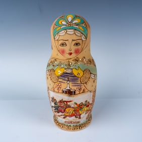 10pc in 1 Hand-Painted Russian Nesting Doll, Signed