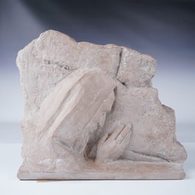 Austin Sculptures Ceramic Praying Man Relief