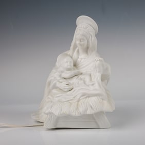 Gorham Porcelain Lighted Madonna and Child Lamp