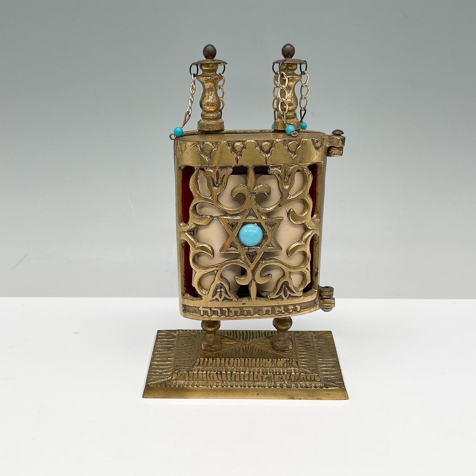 Judaica Brass Torah Ark Miniature w/ Star of David & Scrolls (1 of 4)