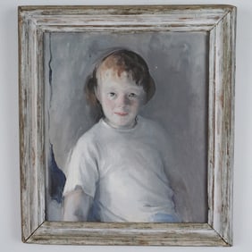 Annette Krauss Rose Oil Portrait of a Child, Framed