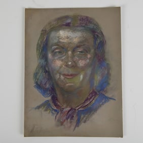 Original Pastel Female Portrait Drawing on Paper