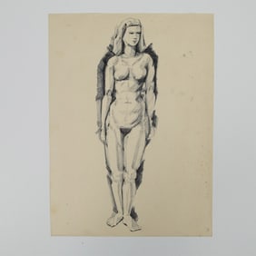 Original Pen Drawings on Paper, Nude of a Standing Woman