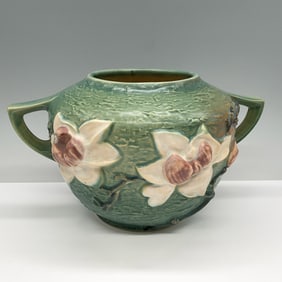 Roseville Pottery Magnolia Two-Handled Bowl 446, Green