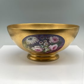 Decorated Porcelain Bowl with Three Floral Medallions