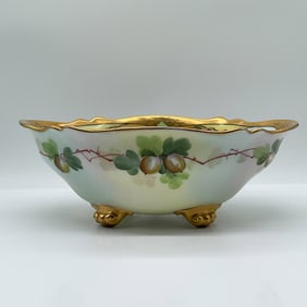 D&C Limoges Pickard Hand-Painted Footed Bowl