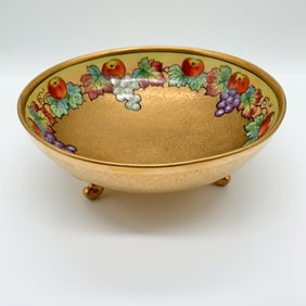 Jul. H. Brauer Porcelain Footed Bowl, Gilded Grapevine Motif