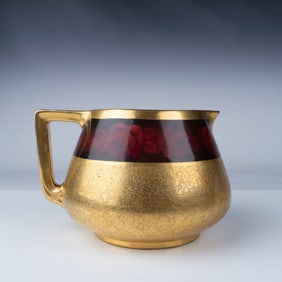 Limoges France & Pickard Gold Rose Pattern Round Pitcher