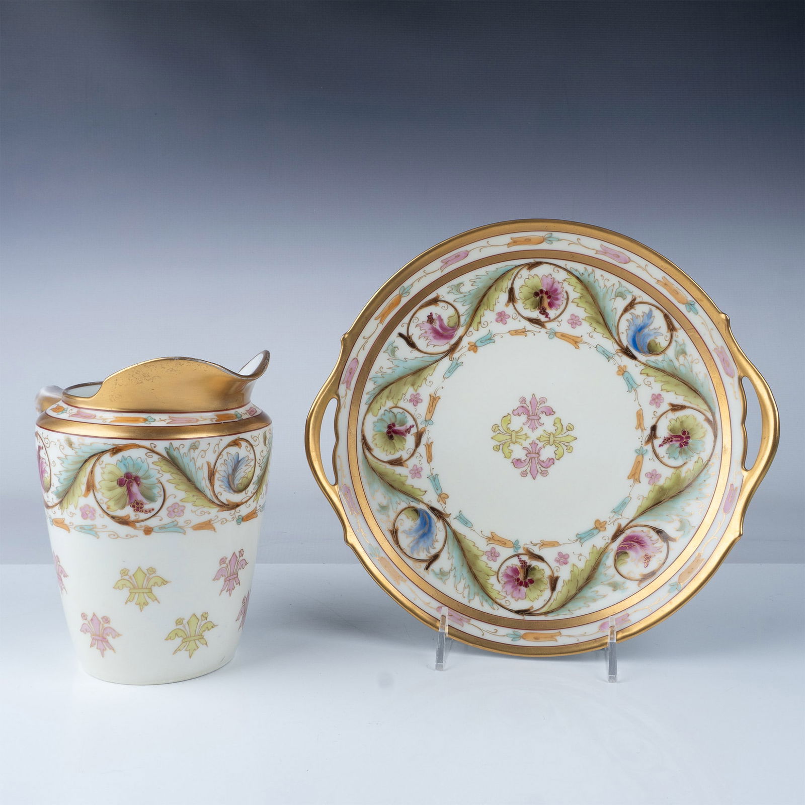Pickard and T&V Limoges Porcelain Pitcher and Tray Set (1 of 7)