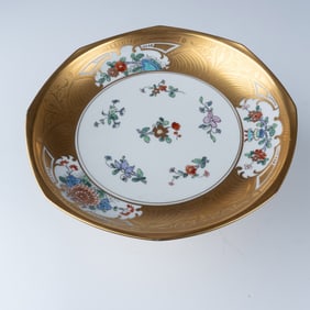 Pickard China Pedestal Plate, Satsuma Style Floral Design