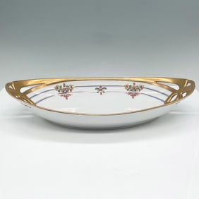 Pickard Gilt Oval Dish in Rose and Daisy Pattern