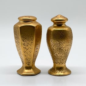 Pickard Gold Salt and Pepper Shakers, Textured Finish