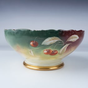 T&V Limoges Hand-Painted Porcelain Bowl with Cherry Design