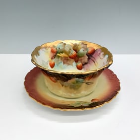 T&V Limoges Pickard China Hand Painted United Bowl & Saucer