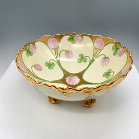 T&V Limoges Stouffer Hand Painted Clover Gilt Porcelain Bowl