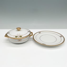 2pc Pickard Covered Dish with Matching Plate, Shamrock