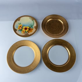 4pc Pickard, Rosenthal, Limoges, and Hand-Painted Plates Lot