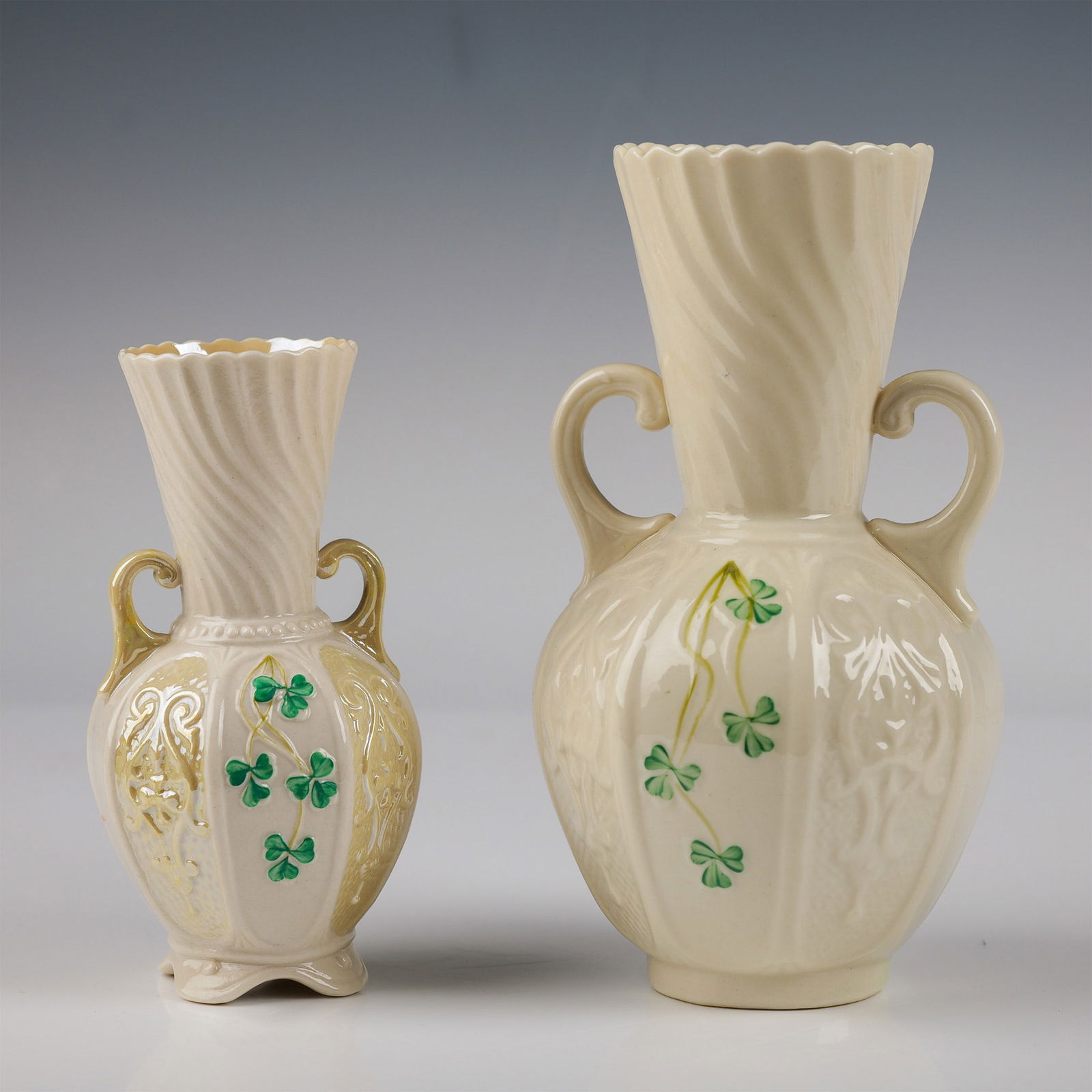 2pc Belleek Porcelain Handled Vases (1 of 5)