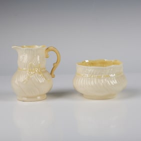 2pc Belleek Creamer and Sugar Set