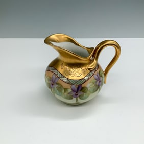 Limoges Hand-Painted Porcelain Creamer, Floral Design