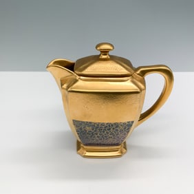 Pickard China Gold and Blue Lidded Creamer, Floral Design