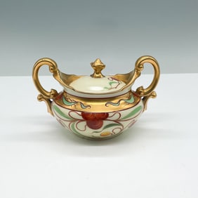 T & V Limoges Pickard Hand-Painted Covered Sugar Bowl