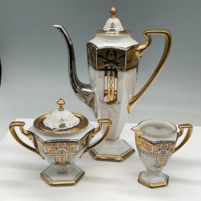 3pc B & C France Hand-Decorated Porcelain Coffee Set