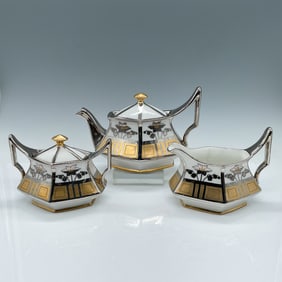 3pc Stouffer China, Art Nouveau Lily of the Valley, Signed