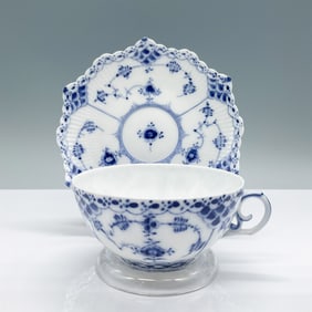Royal Copenhagen Blue Fluted Full Lace Cup and Saucer