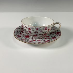 2pc Yada China Japanese Cup and Saucer Rose Design Set