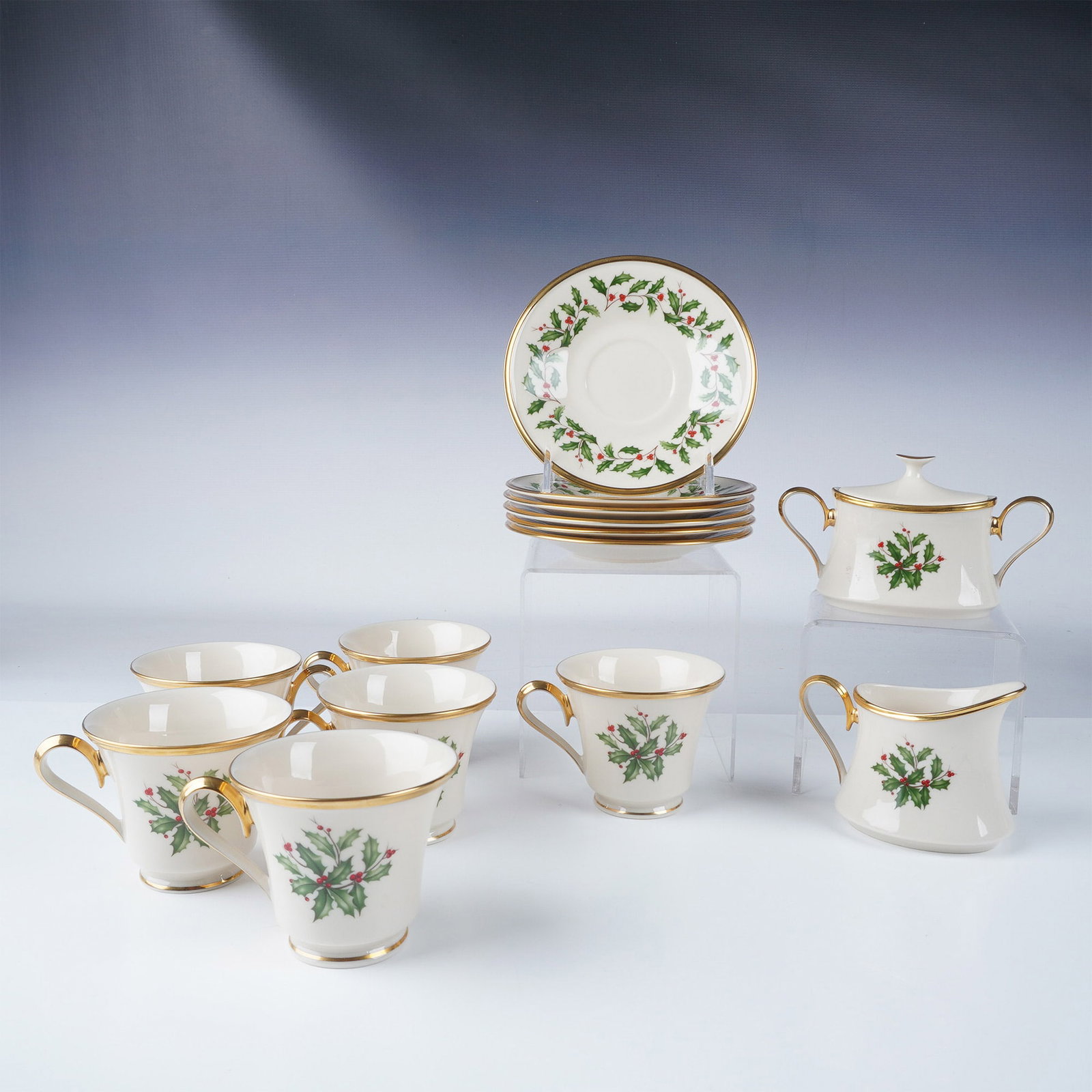 14pc Lenox Porcelain Holiday Tea Set (1 of 9)