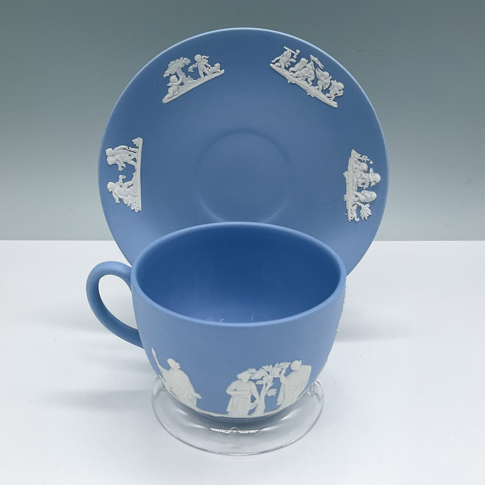 Wedgwood Blue Jasperware Cup and Saucer Set (1 of 3)