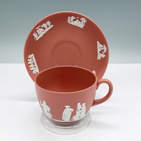 Wedgwood Jasperware Tea Cup and Saucer Set, Terra Cotta